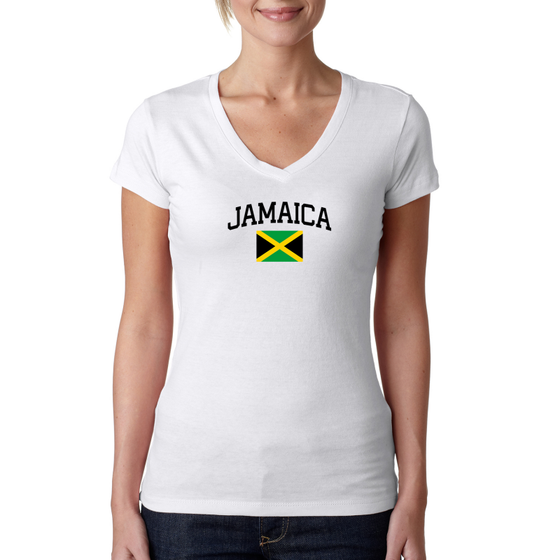 Women's V Neck Tee T Shirt  Country Jamaica