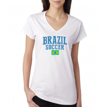 Women's V Neck Tee T Shirt  Country  Brazil