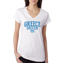 Women's V Neck Tee T Shirt  Soccer Greece