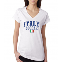 Women's V Neck Tee T Shirt  Soccer Italy