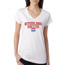Women's V Neck Tee T Shirt  Soccer Netherlands