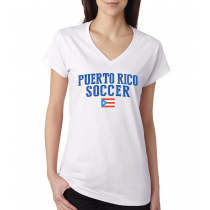 Women's V Neck Tee T Shirt  Soccer Puerto Rico