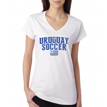 Women's V Neck Tee T Shirt  Soccer Uruguay