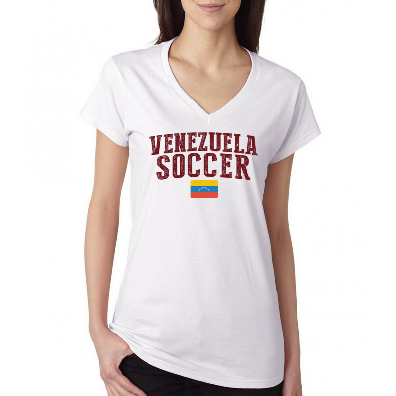 Women's V Neck Tee T Shirt  Soccer  Venezuela