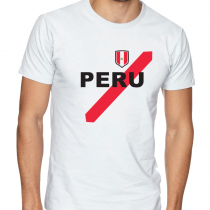 Men's Round Neck  T Shirt Jersey  Country pride Peru stripe
