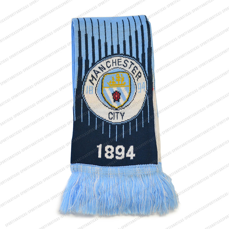 Manchester City F.C. Scarf Reversible Light Blue White