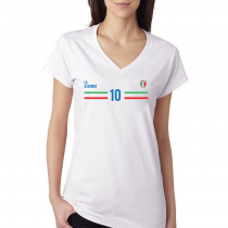 Italy Women's V Neck Tee T Shirt Jersey   10 Shield

Available colors, heather gray, white and other colors as you request.