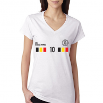 Belgium Women's V Neck Tee T Shirt Jersey  10 Shield

Available colors, heather gray, white and other colors as you request.