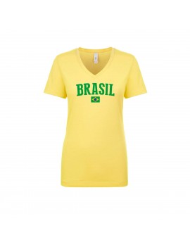 Brasil World Cup Women's V Neck  T-Shirt