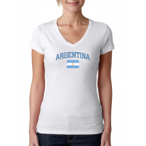 Women's V Neck Tee T Shirt  Country Argentina