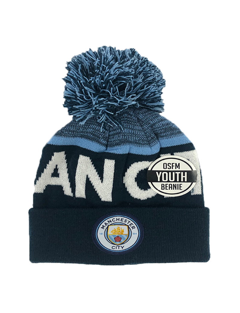 Details about / Manchester City Hat Pom bobble Maroon Blue White Beanie Bronx hats