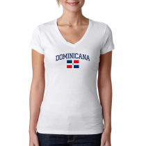 Women's V Neck Tee T Shirt  Country  Dominicana