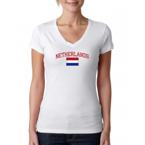 Women's V Neck Tee T Shirt  Country  Netherlands