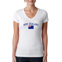 Women's V Neck Tee T Shirt  Country  New Zeland